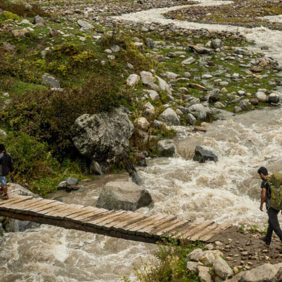 Hampta Pass Trek trail through Kullu Valley