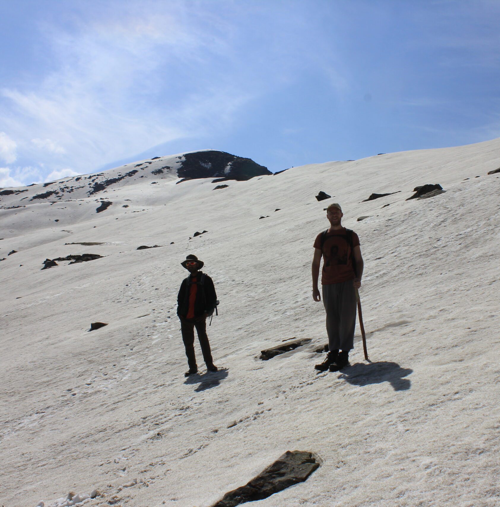 Trekkers on Chanderkhani Pass Trek through alpine meadows