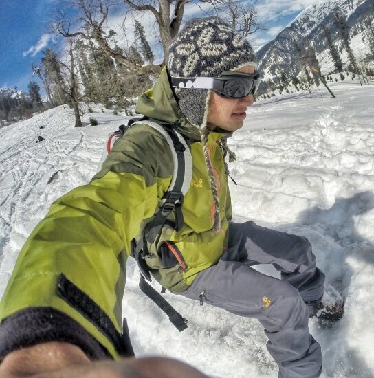 Snow-covered ski slopes in Manali